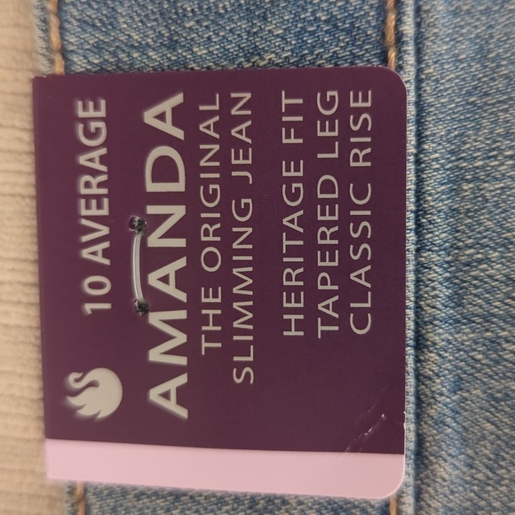 NWT Gloria Vanderbilt Amanda Studded Embroidered Jeans 10 Average Blue Pockets - Picture 12 of 17